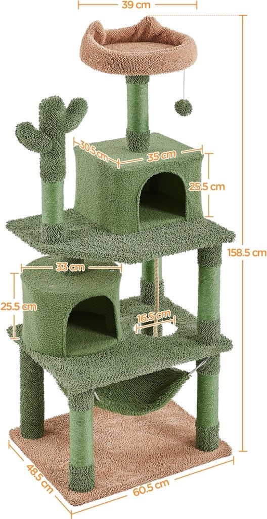 Yaheetech Kaktus Kratzbaum XL, 158 cm hoch, Katzenbaum mit Produktbild 3