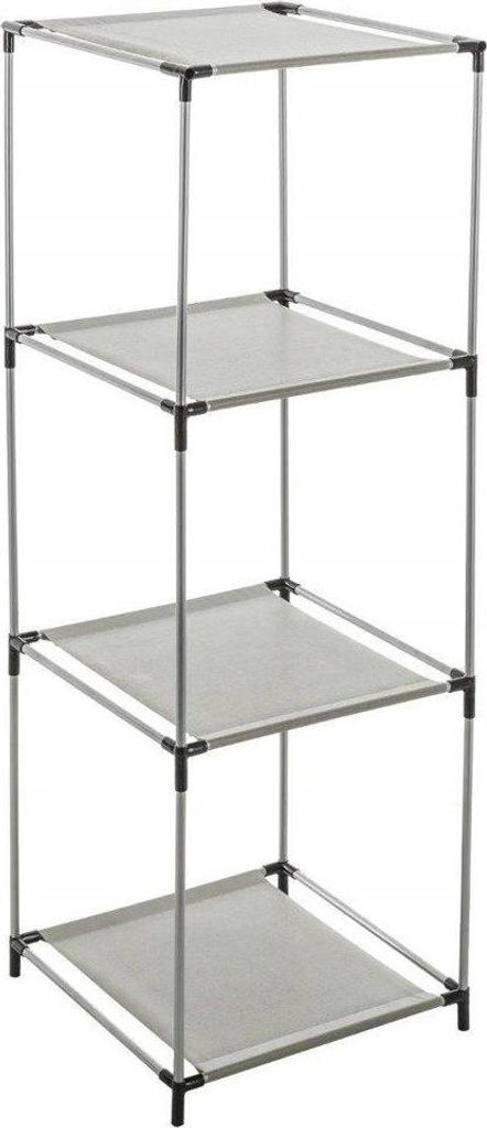 Modulares Regal aus Vlies und Metall, leicht, Grau/Silber/Schwarz, 104 x 34,5 x 34,5 cm