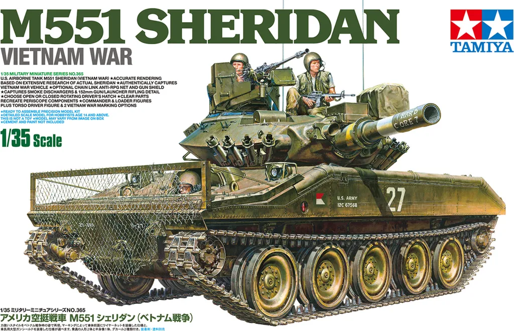 Char Sheridan M551 Vietnam Tamiya 1:35 avec détails de blindage