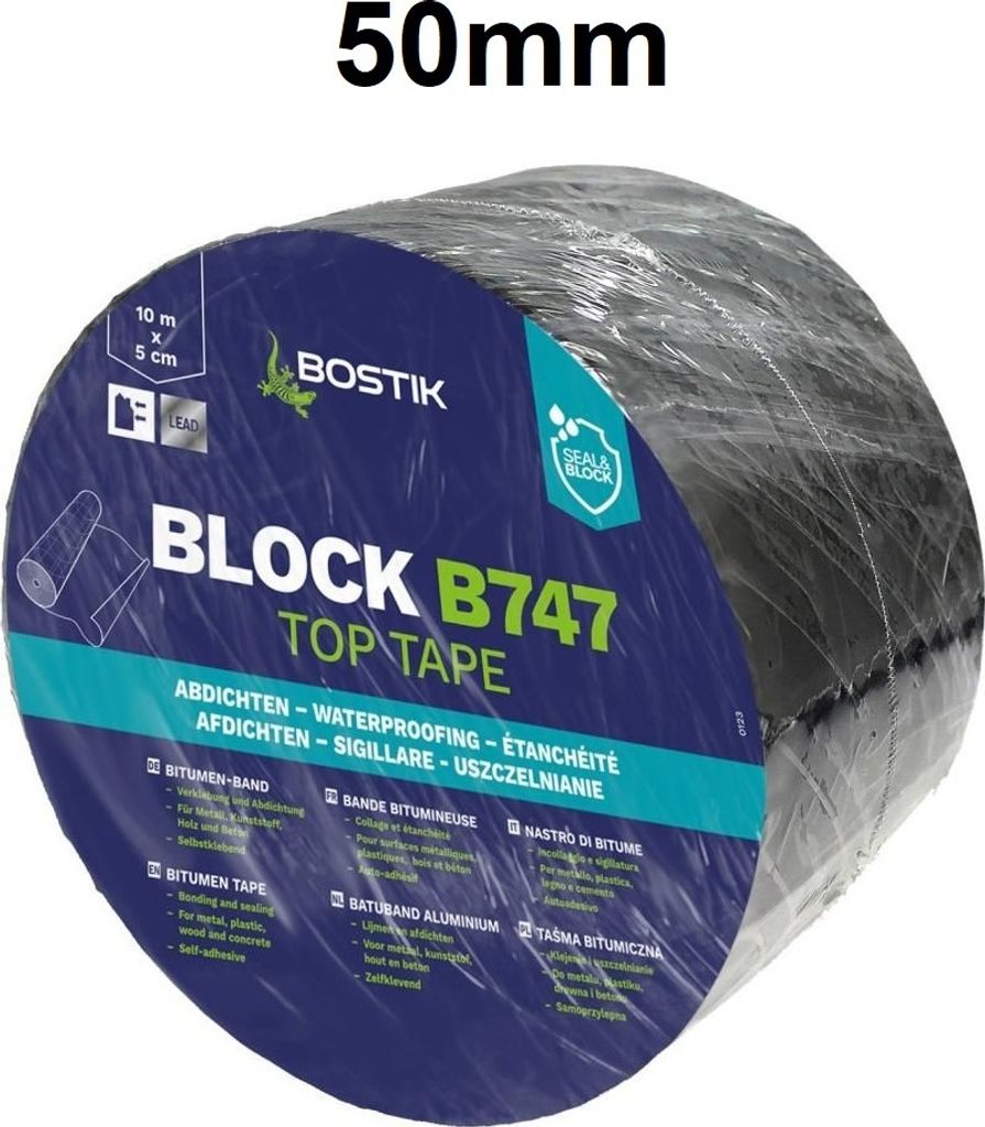 Bostik Block B747 Top Tape Blei Bitumen Dichtband 10m Rolle 50mm Breit