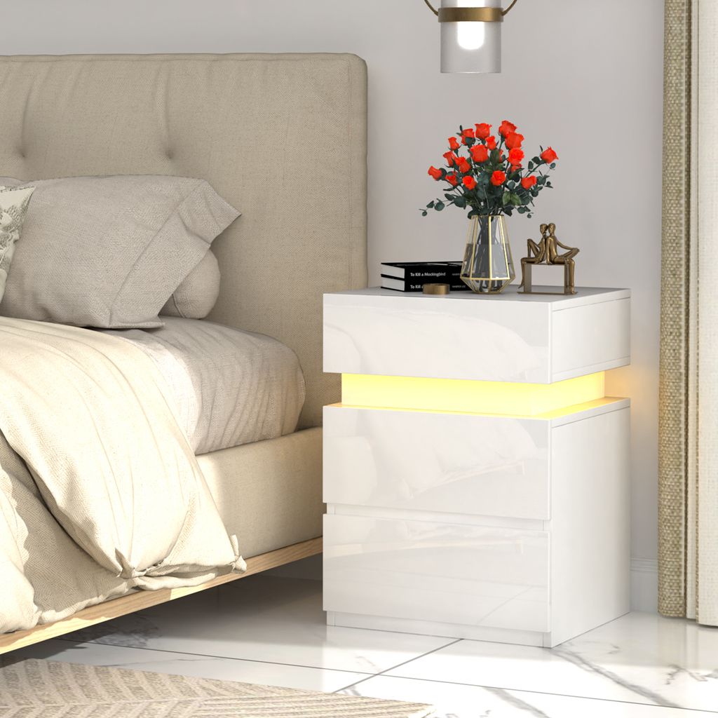 Table de nuit avec éclairage LED hauteur 55 cm avec 3 Image du produit 