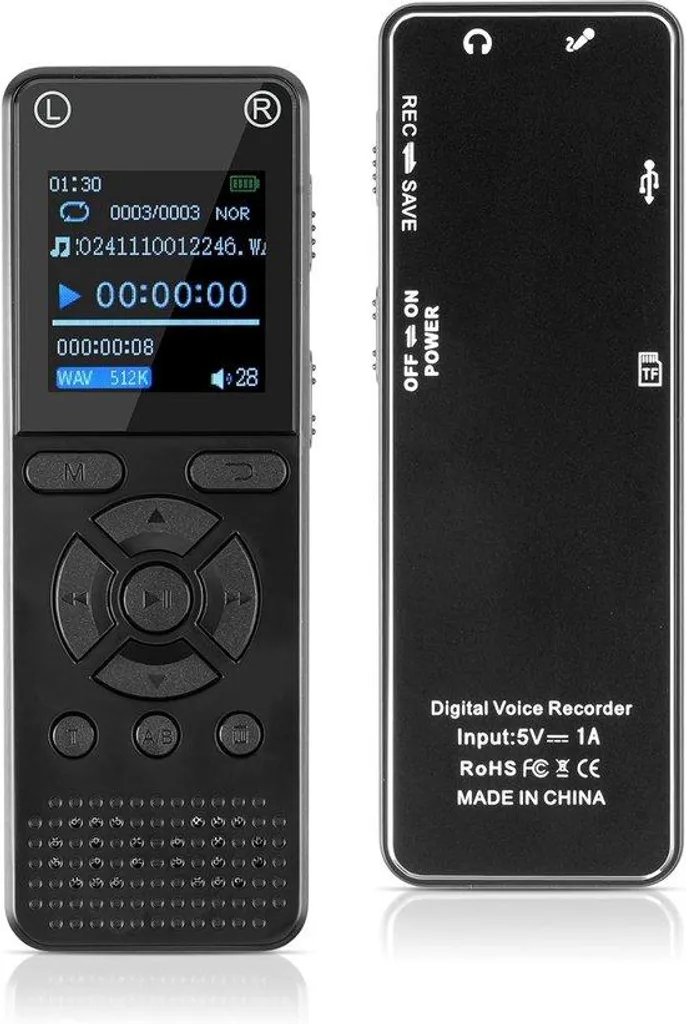 Enregistreur de Voix 64 Go - 1536kbps PCM, USB-C et Activation Vocale