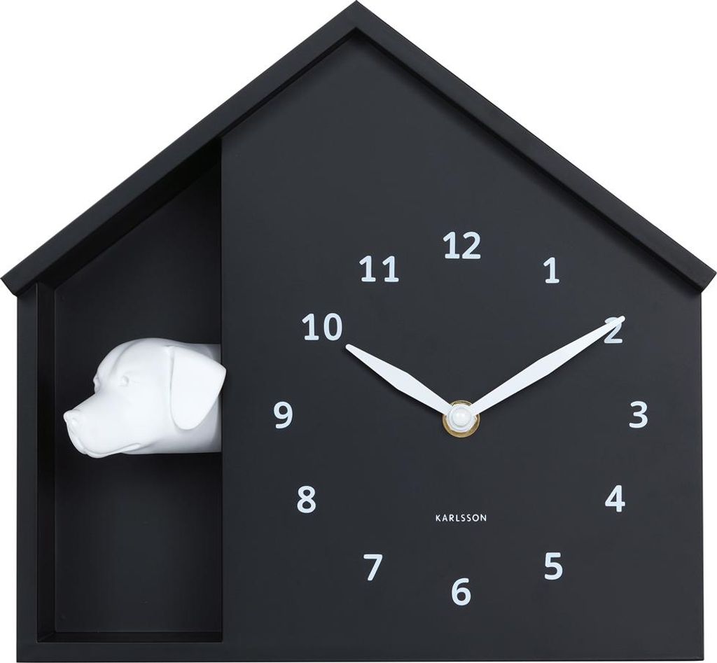 Karlsson - Peeking Doggy Wanduhr - Schwarz - Ø24,9cm