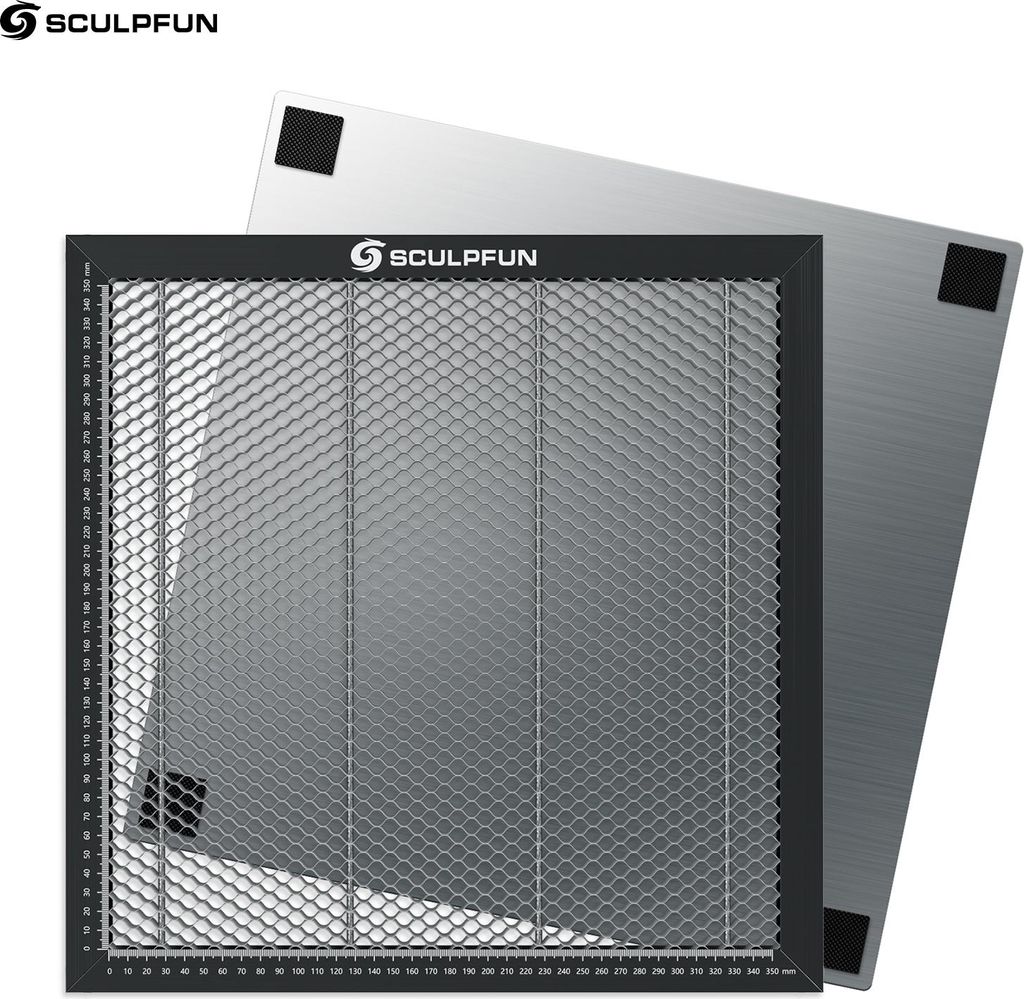 SCULPFUN Laserschneidewaben-Arbeitstischplatte Stahlplattenplattform fuer CO2- oder Diodenlasergravur-Schneidemaschine 400 x 400 mm Leicht zu beoba...