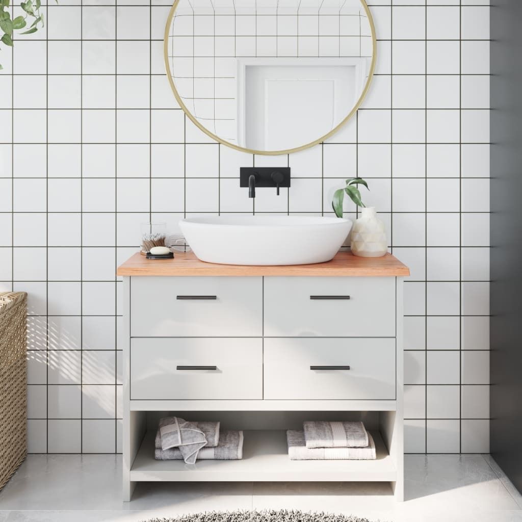 "2026 Promotion" Waschtischplatte Hellbraun 100x30x2 cm Massivholz Behandelt - Sonstiges Küchenzubehör CC9313