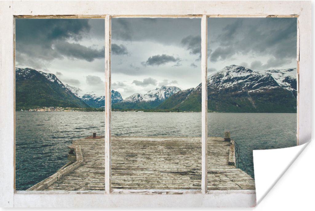 MuchoWow Poster Aussicht - Steg - Wasser 120x80 cm - Bilder