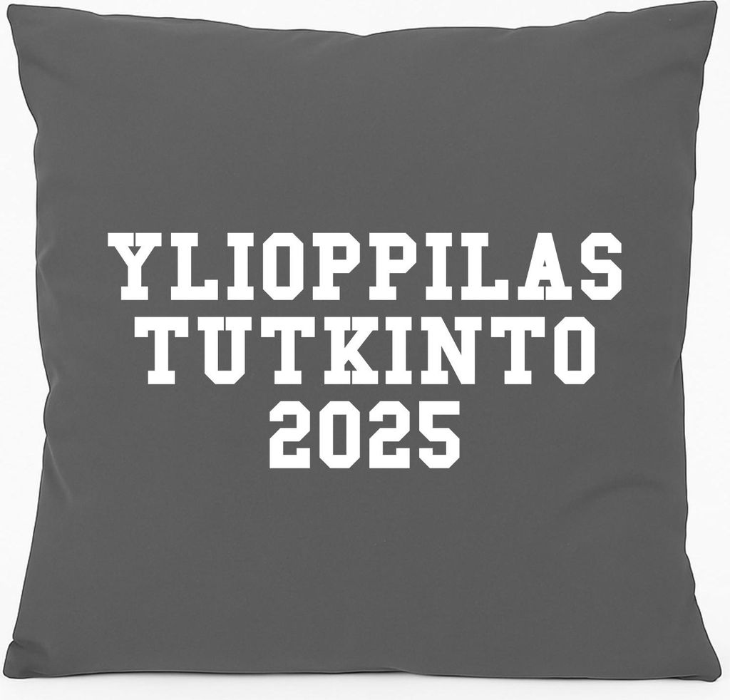 Huuraa Sofakissen Ylioppilastutkinto 2025 Abschluss Finnland Geschenk 40x40cm mit Füllung Steel Grey Baumwolle Ylioppilastutkinto 2025 Mitbringse