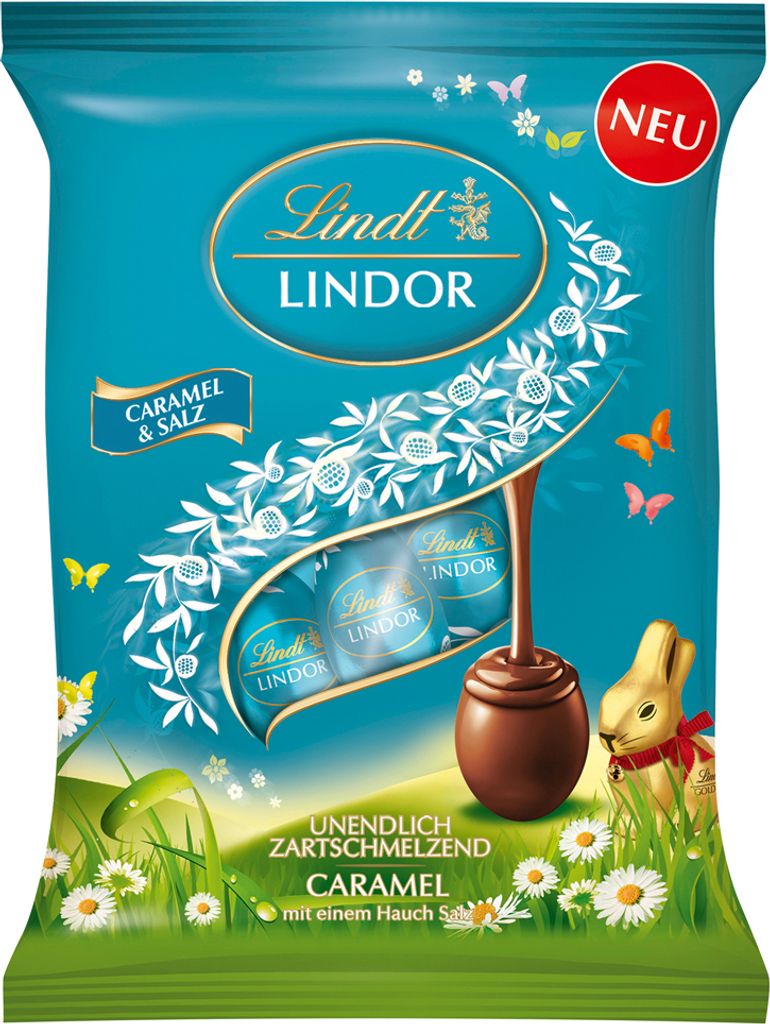Verpackungsbild Lindt Lindor Eier Caramel und Salz 90g