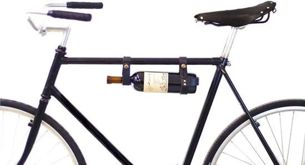 Porte-bouteille de vin vélo en cuir noir - Idéal Pique-Nique et Apéro