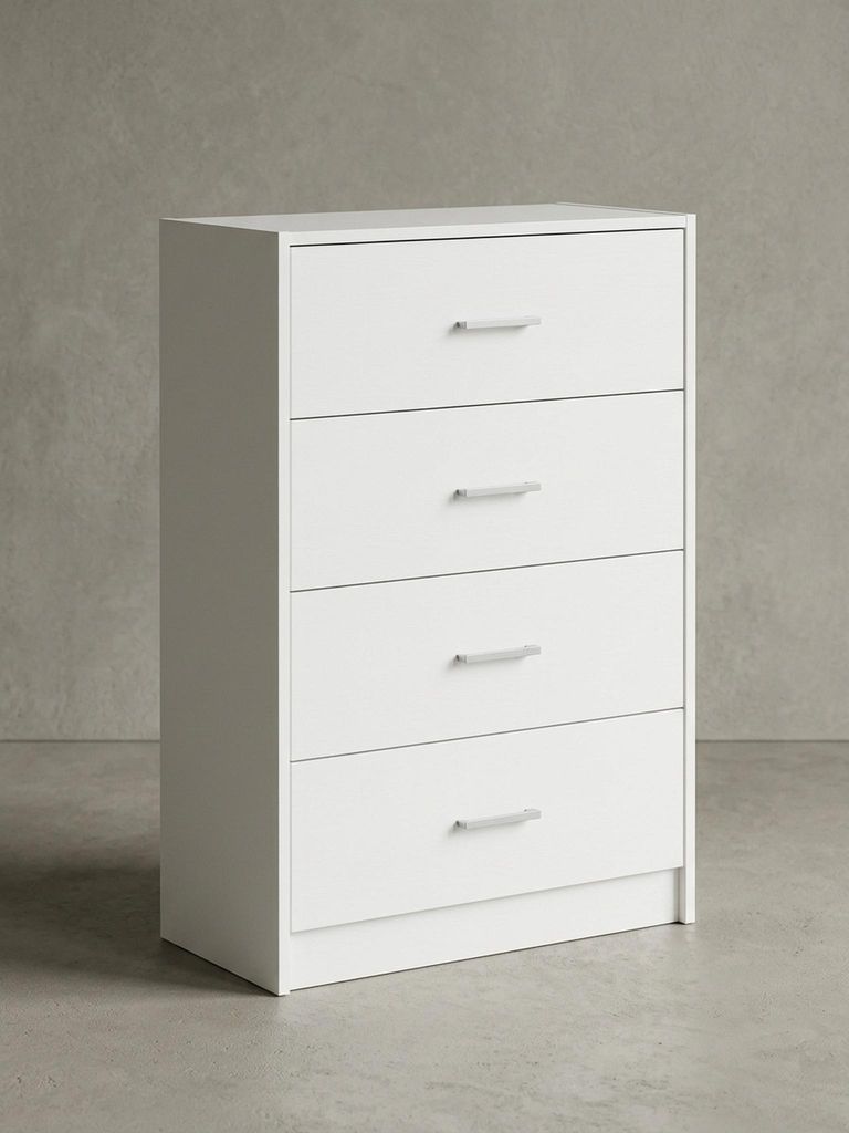 Design Sideboard WL5.864 Weiß Hochglanz 60x90x30 cm Anrichte Holz Modern, Schmale Schubladenkommode Esszimmer, Kleiner Allzweckschrank Flur, Wäsc...