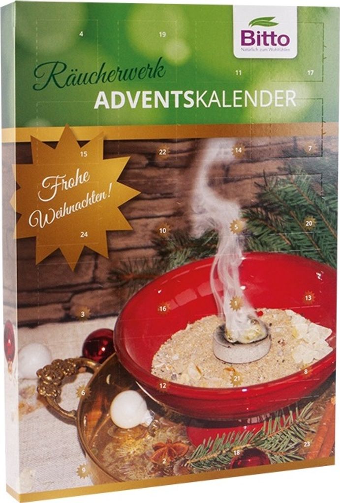 Bitto Adventskalender mit verschiedenen Räucherwerken, Rot