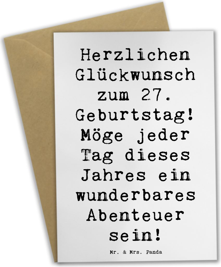 Mr. & Mrs. Panda Grußkarte Spruch 27. Geburtstag Abenteuer - Weiß - Geschenk, Alter, Happy Birthday, neues Kapitel, Geburtstagskarte, dankeskarte...