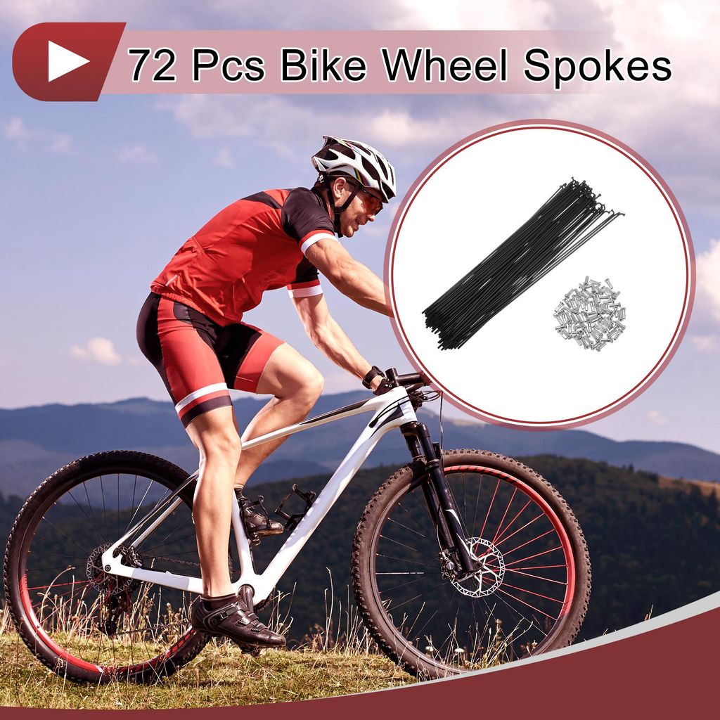 72 Set 14G Fahrradspeichen 240mm Fahrradradspeichen Kohlenstoffstahl Schwarz