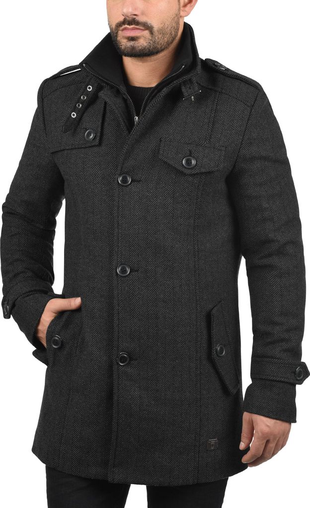 INDICODE IDBrandan Herren Mantel Wollmantel Winterjacke mit Stehkragen