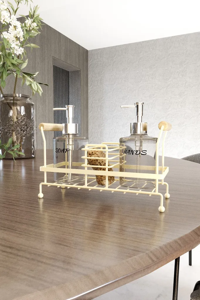 Distributeur de savon métal beige robuste pour remplacer vos flacons