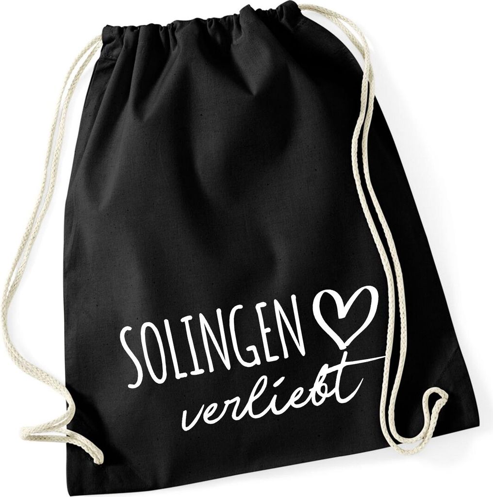 Huuraa Turnbeutel Solingen verliebt 12 Liter Black Baumwolle Rucksack Geschenkidee