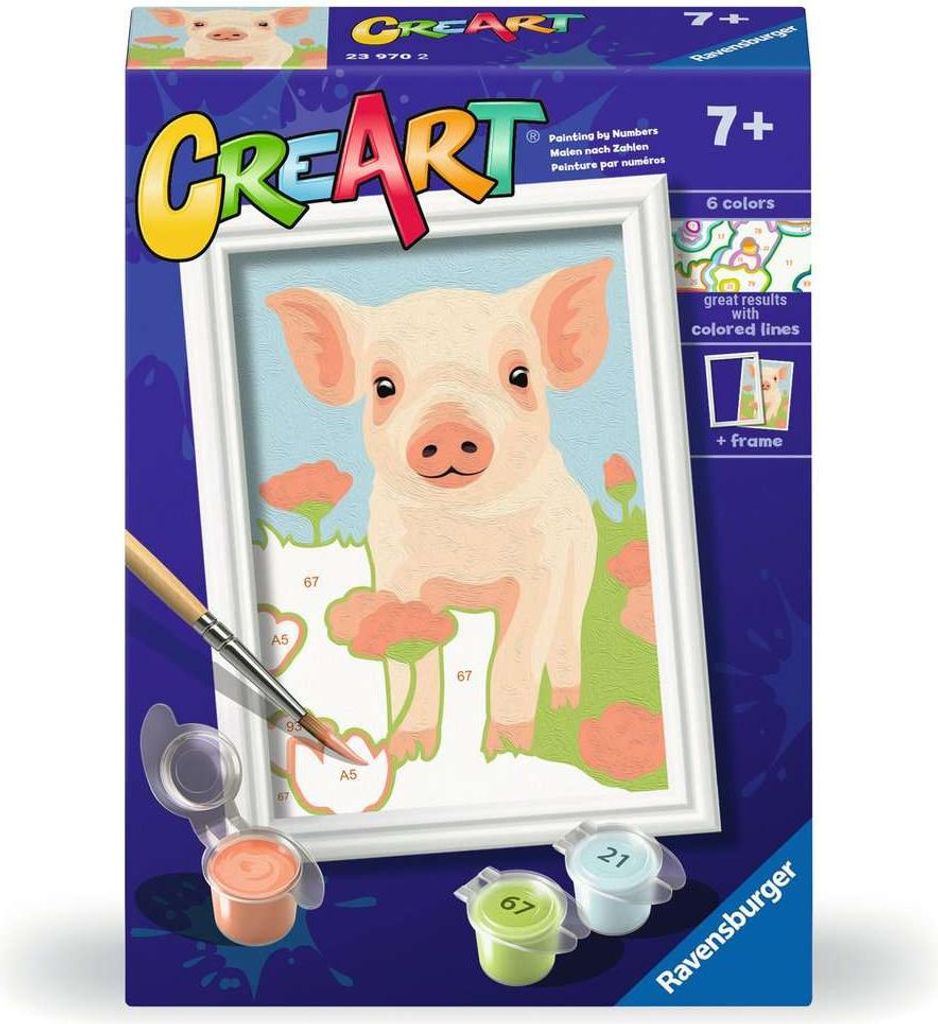 Ravensburger Malen nach Zahlen Set - CreArt Schweinchen für Kinder