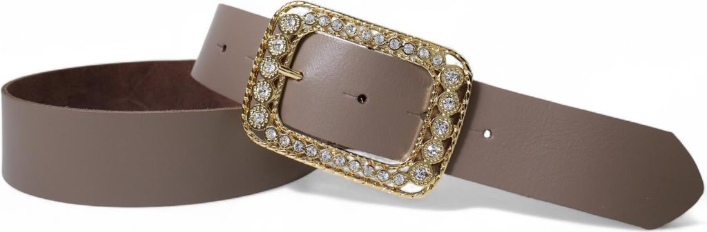 FRONHOFER Damen Ledergürtel 4 cm mit goldener Strass Gürtelschnalle, echt Leder