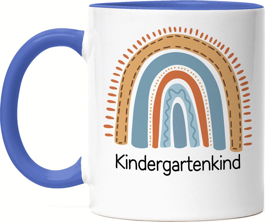 Kindergartenkind Tasse Blau Geschenk Kindergarten Start Kita Regenbogen Sterne Buntes Motiv Strahlen