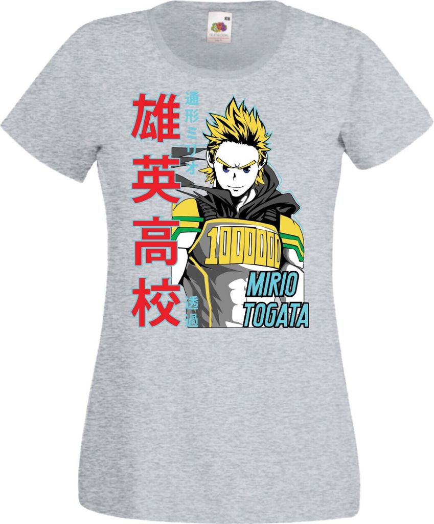 Damen T-Shirt Manga Anime My Hero Anime Academia Mirio Togata 02 My Hero Togata, Lady XS / Grau