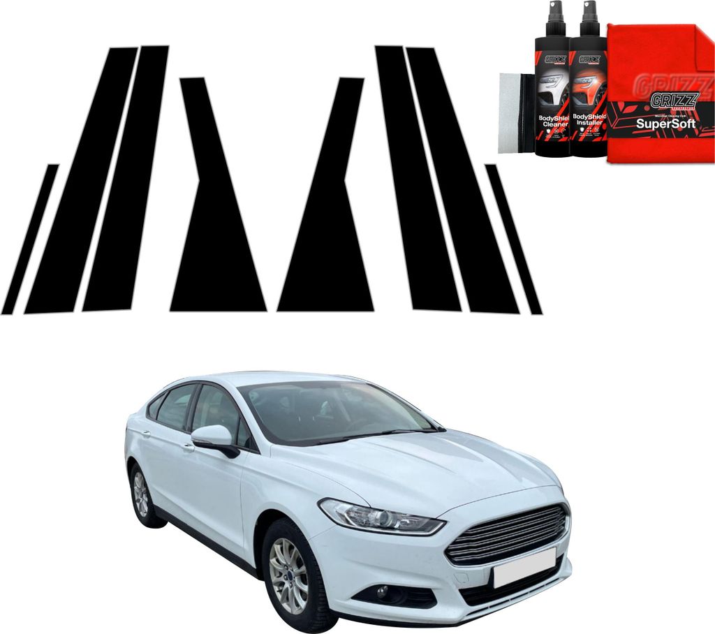 8in1 Schwarze Grizz Protector schutzfolie für B-C-Säule - Ford Mondeo Mk5 Sedan (2014-2019)