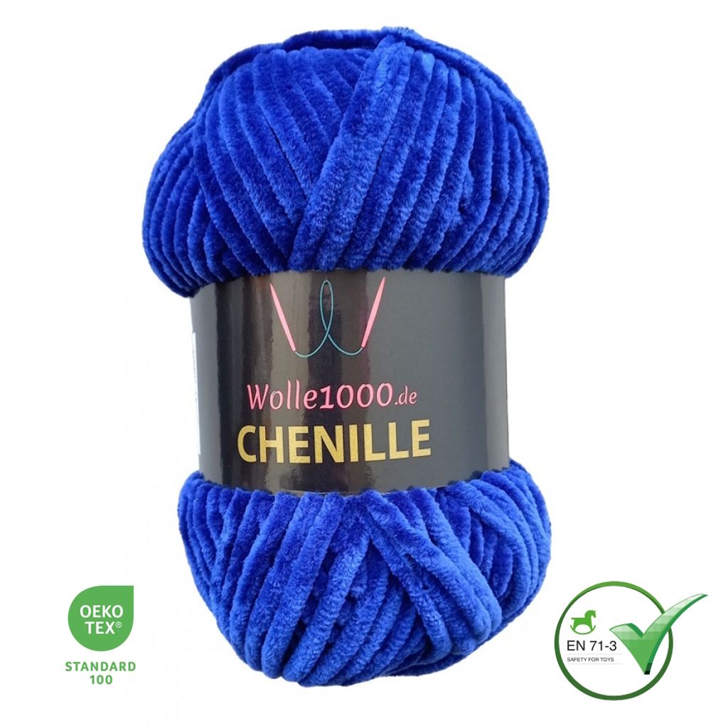 Wolle1000 Chenille - 68 ROYALBLAU - 100g - weiches Chenille Produktbild 