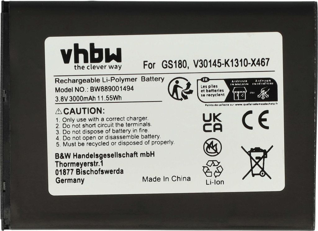 vhbw Akku kompatibel mit Gigaset GS180 Handy Smartphone Produktbild 