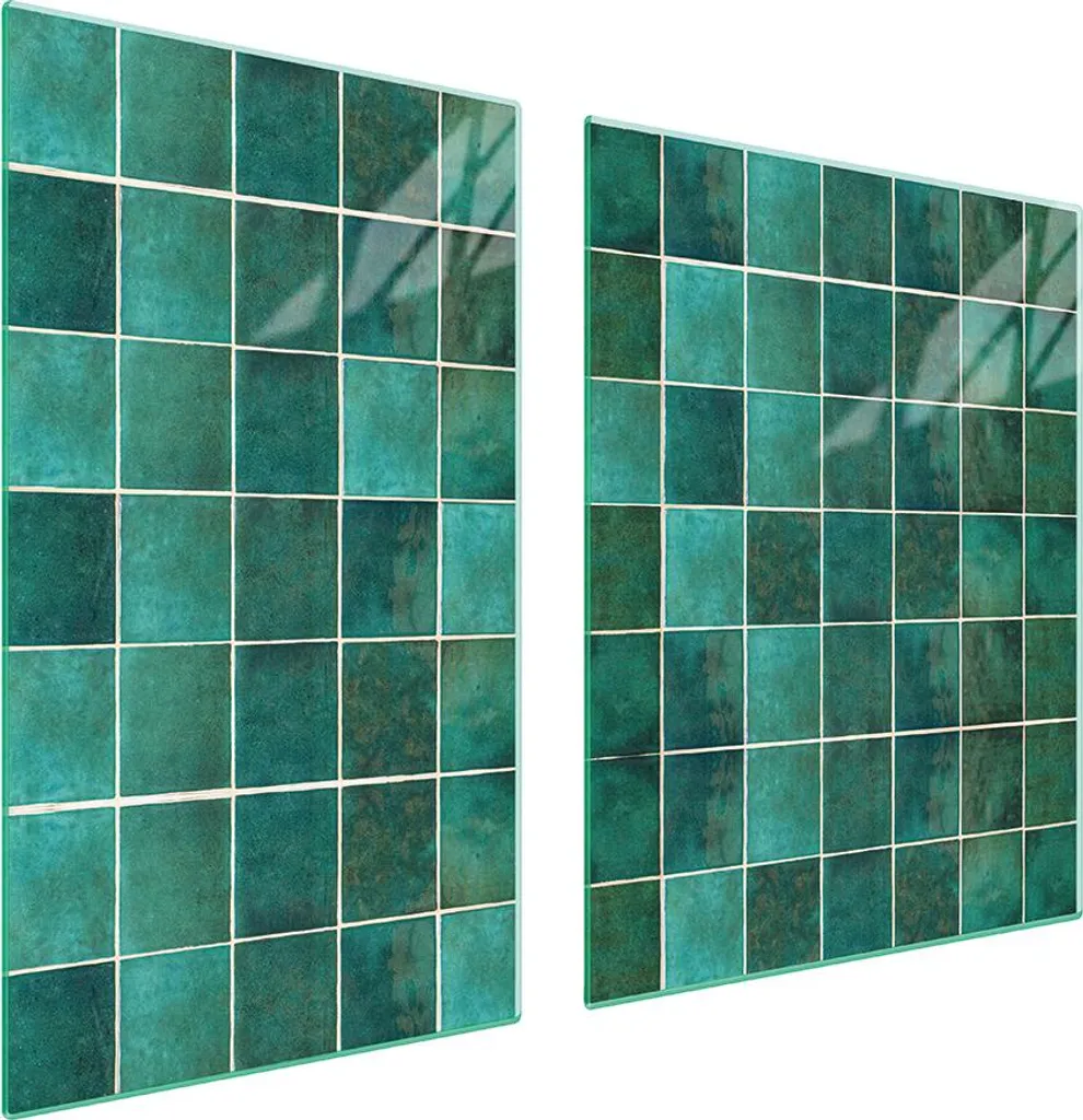 Coprifornelli 2 Pezzi 100x52 Vetro Temperato Piastrelle Turchesi - 1