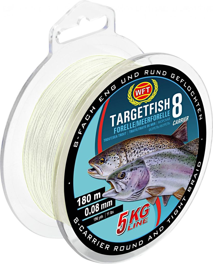 WFT Angelschnur Target Fish 8 Forelle/Meerforelle (semi-transparent) Ø mm: 0,15