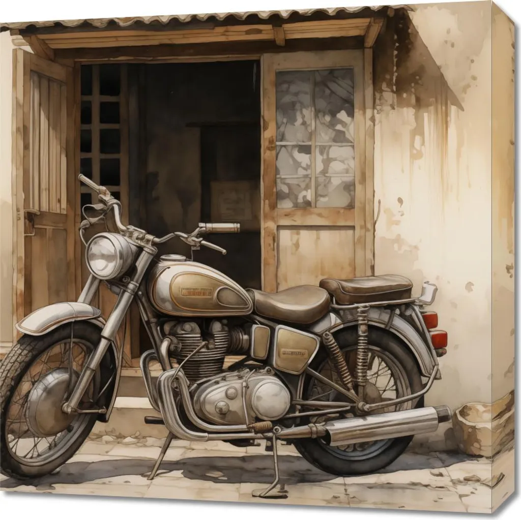 Quadro 60x60 Moto Escursione Solitaria - Stampa su Tela d'Autore