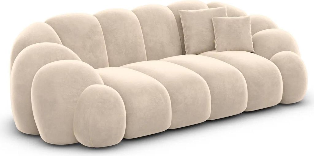 Samtstoff 2-Sitzer Couch Liora Creme