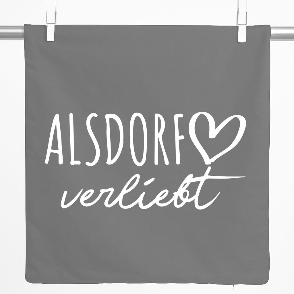 Huuraa Kissenbezug Alsdorf verliebt 40x40cm Steel Grey Baumwolle Dekokissenbezug Geschenkidee