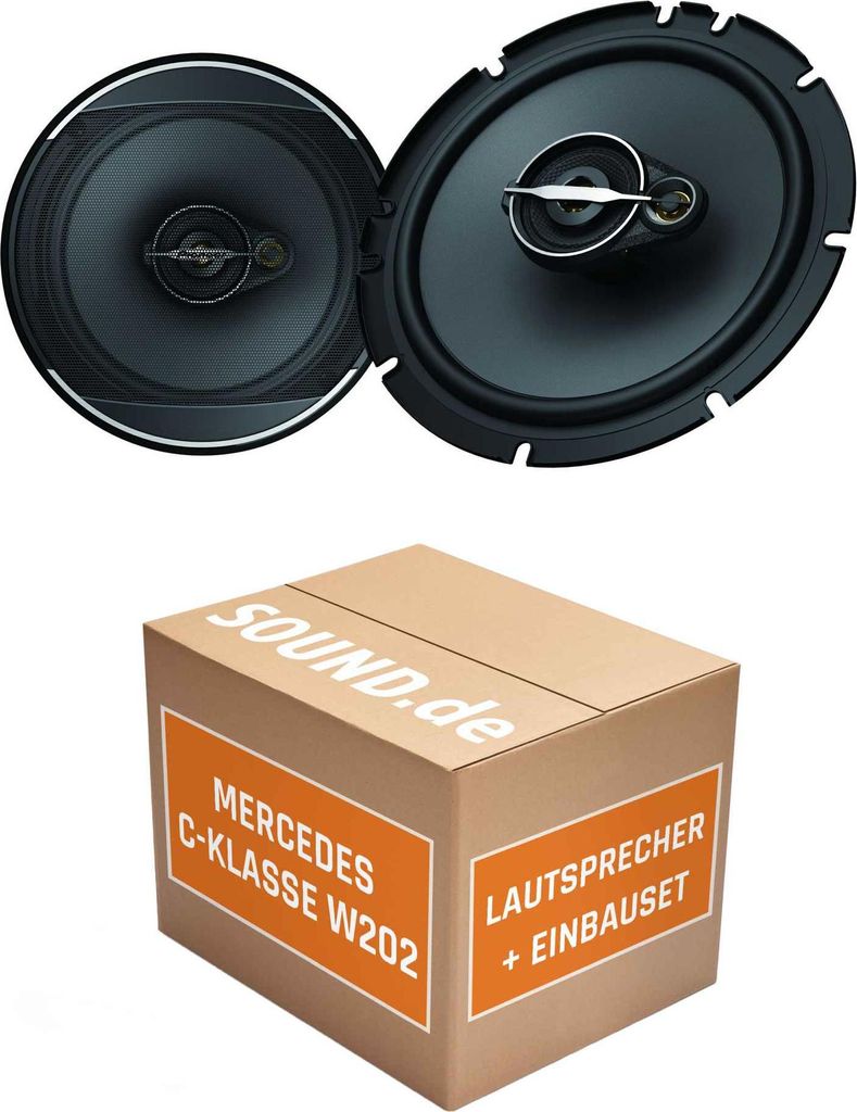 Lautsprecher Boxen Einbaupaket vorne Pioneer TS-A1671F passend für Mercedes C-Klasse W 202 + T-Modell/Kombi | 2x Tief-Mitteltöner mit integrierte...
