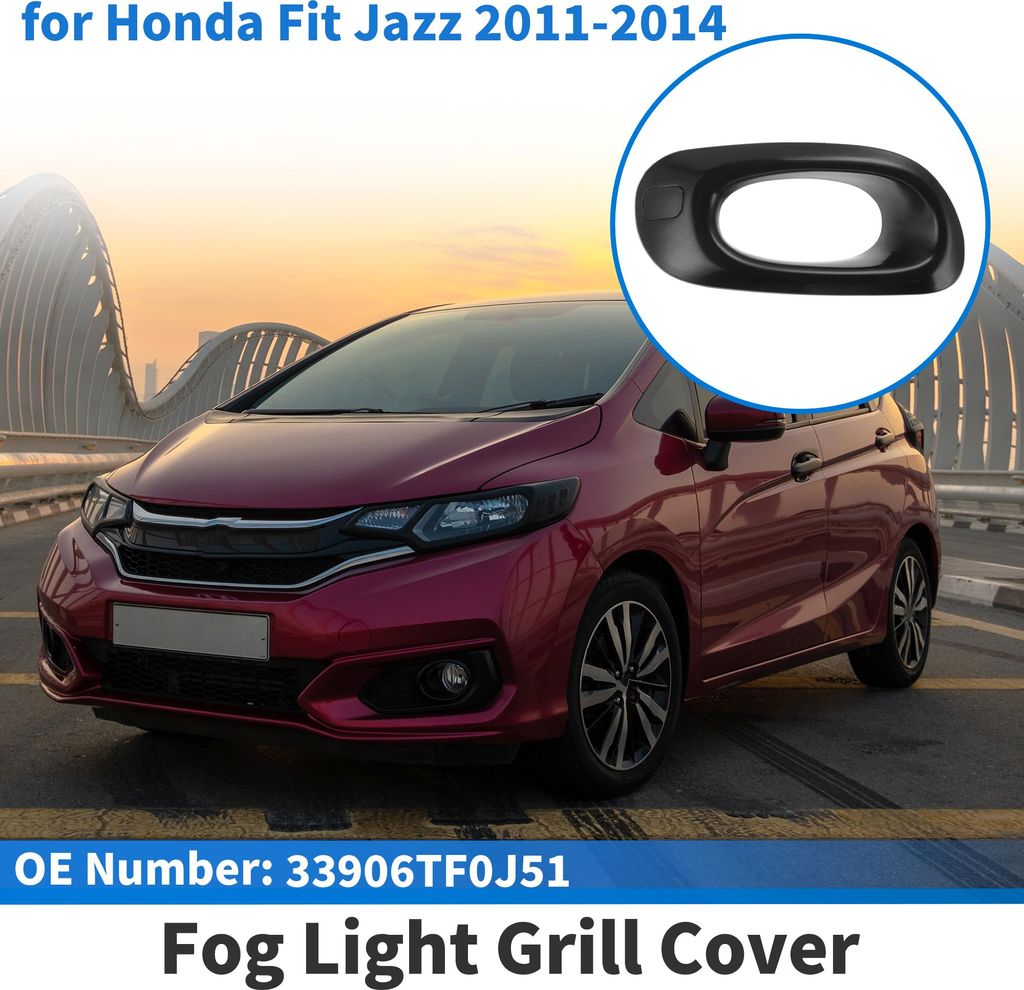 Front Right Nebelscheinwerfer Gitter Nr.33906TF0J51 Front Untere Sto?stange Nebelscheinwerfer Abdeckung Eins?tze für Honda Fit Jazz 2011-2014 Schw...