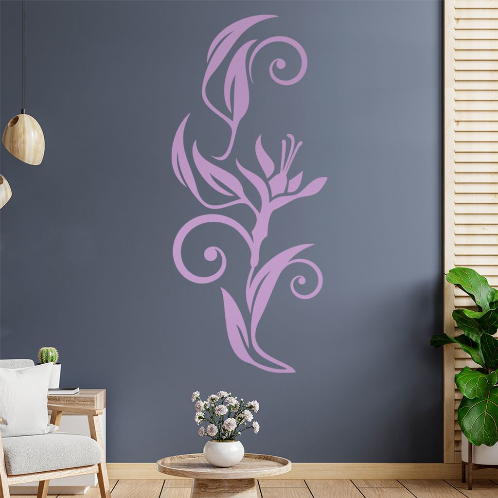Blumen - Linien Wandtattoo in 6 Größen - Wandaufkleber Wall Sticker - Dekoration, Küche, Wohnzimmer, Schlafzimmer, Badezimmer