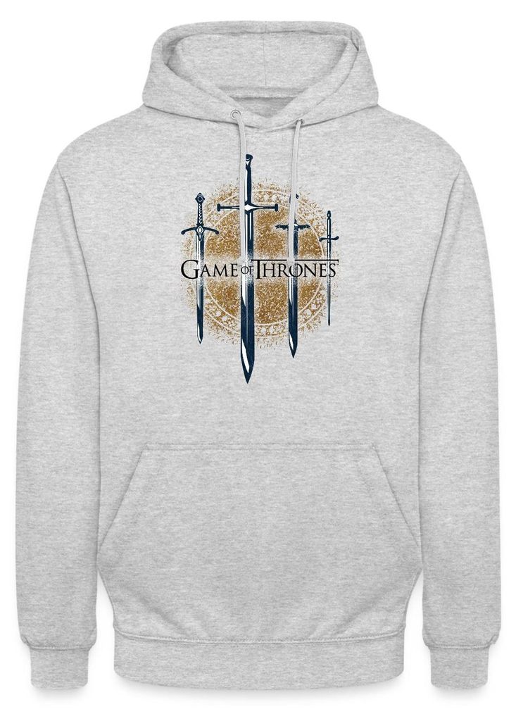 Spreadshirt Game Of Thrones Schwerter der Königshäuser Uni Hoodie, XXL, Hellgrau meliert