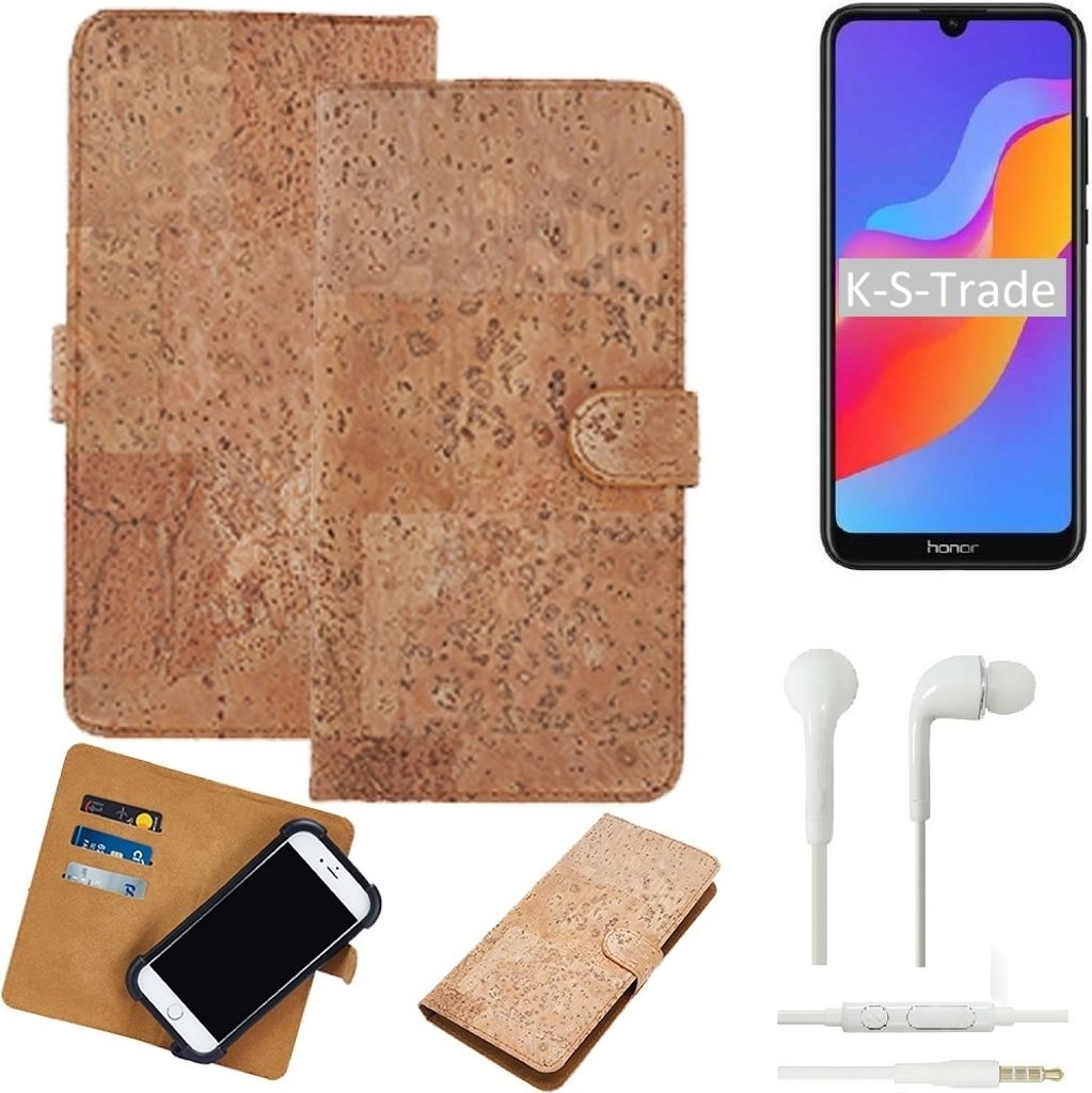 K-S-Trade Hülle kompatibel mit Samsung Galaxy A60 + in ear Kopfhörer Kork Handyhülle Cover Schutzhülle TPU Case Bumper in Hellbraun, (1x)