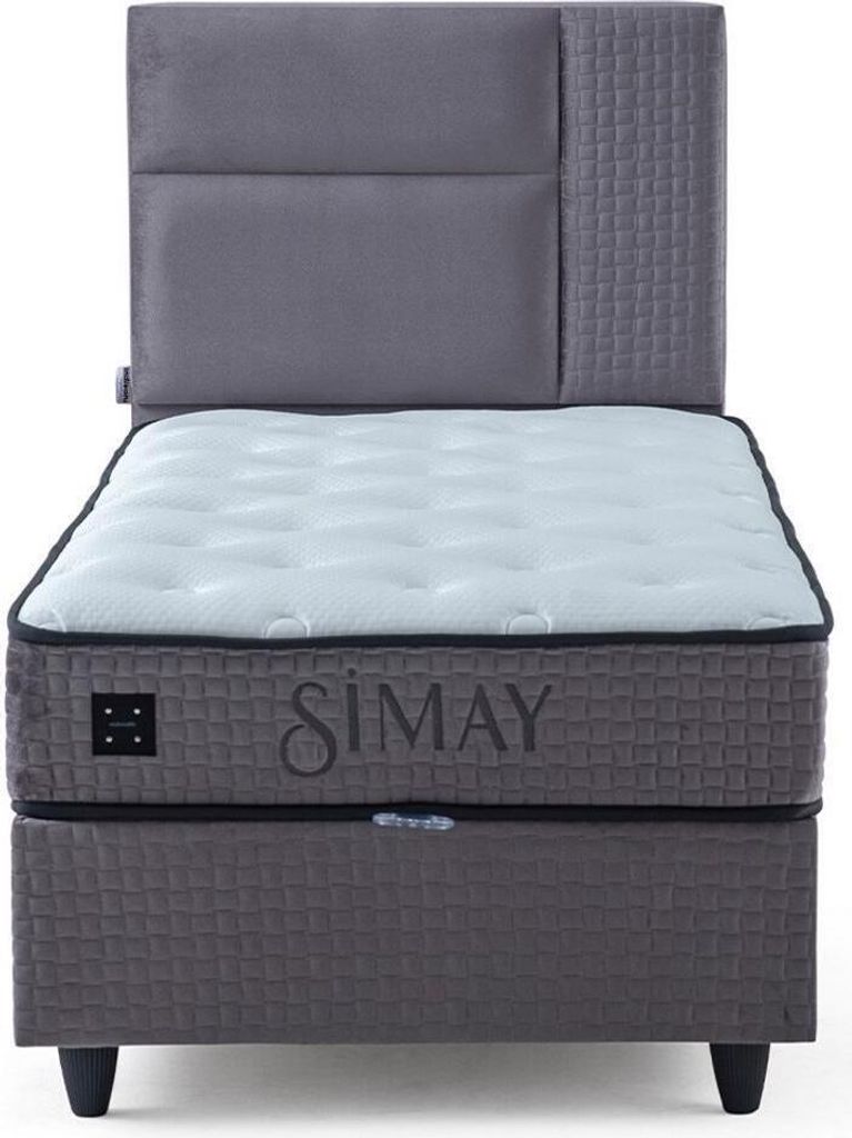 Graues Einzelbett Einfarbiges Schlafzimmer Bett Rechteckiges Neues Bett