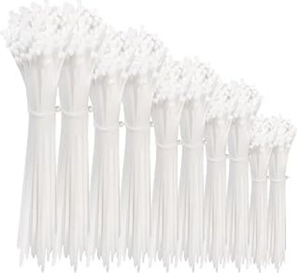 200 Fascette Bianche Tesmax: Kit Misure Miste UV-Resistenti Nylon 66