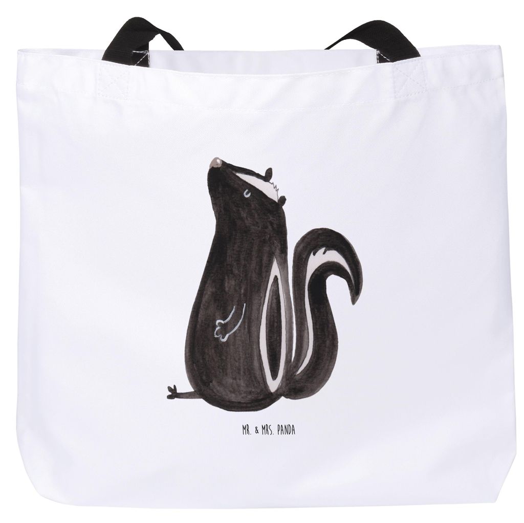 Mr. & Mrs. Panda Tote Bag Stinktier Sitzen - Weiß - Geschenk, Tasche, Beutel, Büro, Strandtasche, Reisetasche, Schultasche, Skunk, Raubtier, Wild...