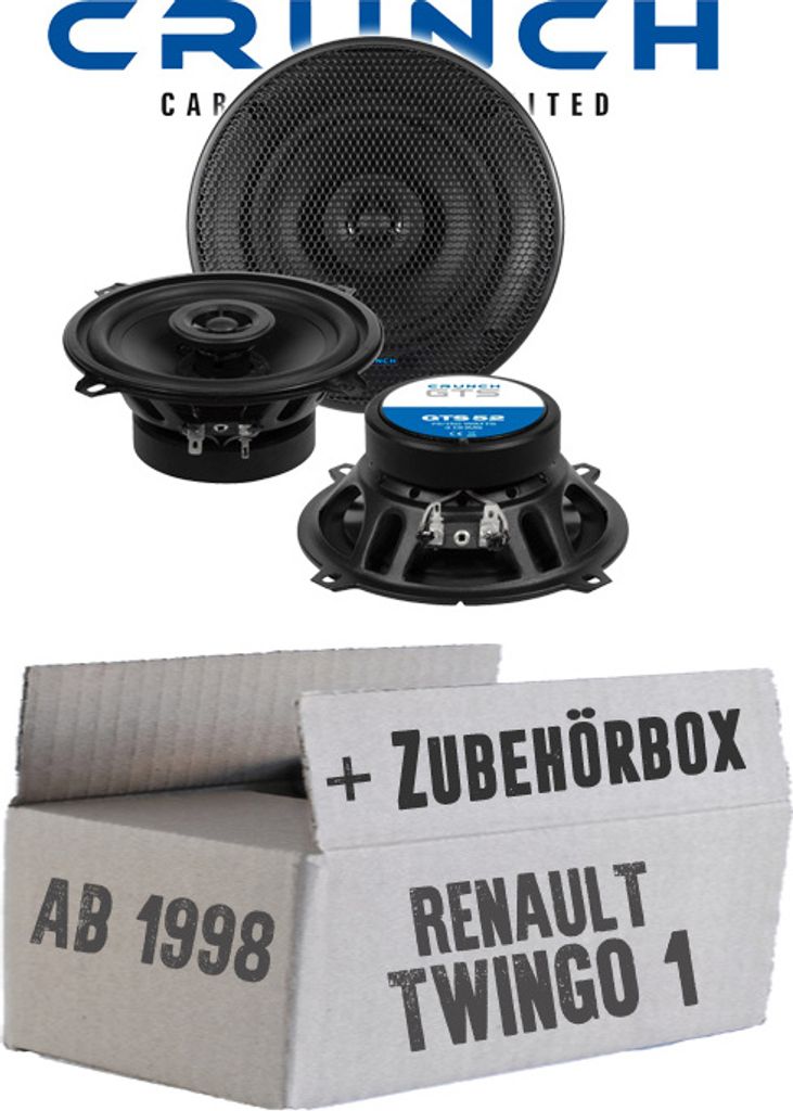 Lautsprecher Boxen Crunch GTS52 - 13cm 2-Wege Koax GTS 52 Auto Einbauzubehör - Einbauset passend für Renault Twingo 1 Phase 2 Front - justSOUND