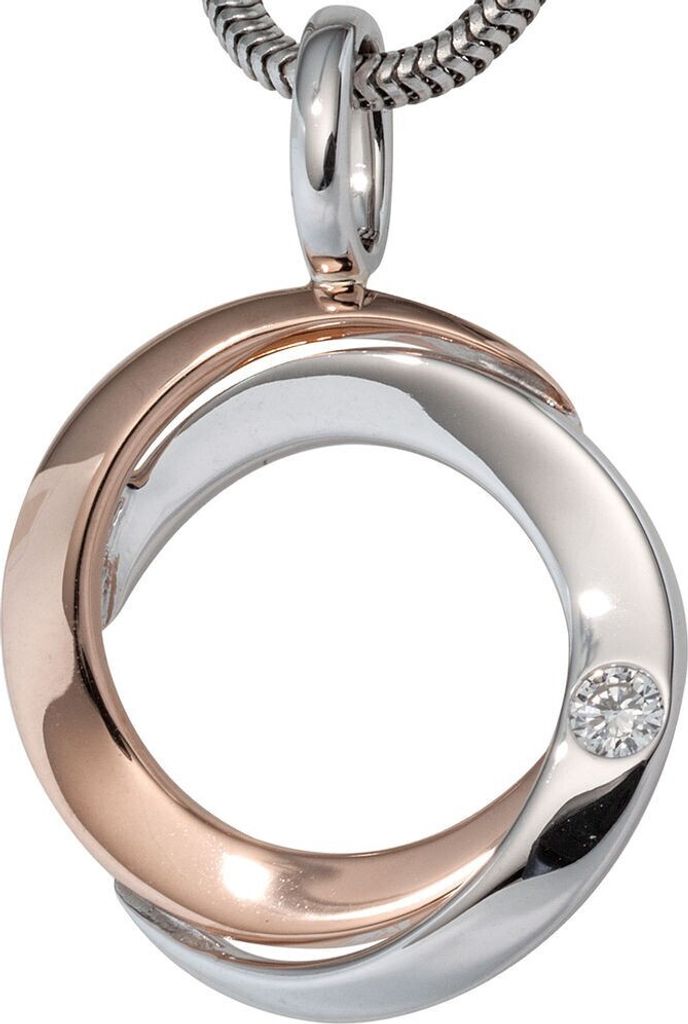 Anhänger zwei Kreise mit Diamant Brillant 585 Gold Weißgold Rotgold bicolor