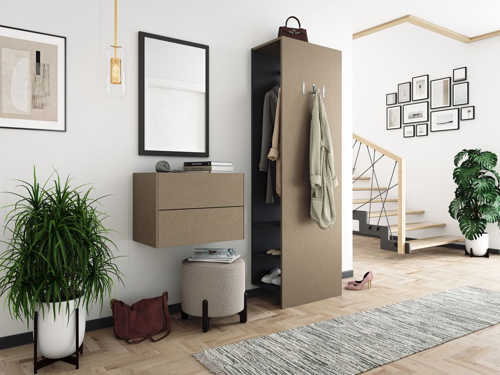 Garderobe Blu-S 3 tlg Konsole Push-to-open Spiegel Paneel 6 Paar Sand : Sand / Grafit