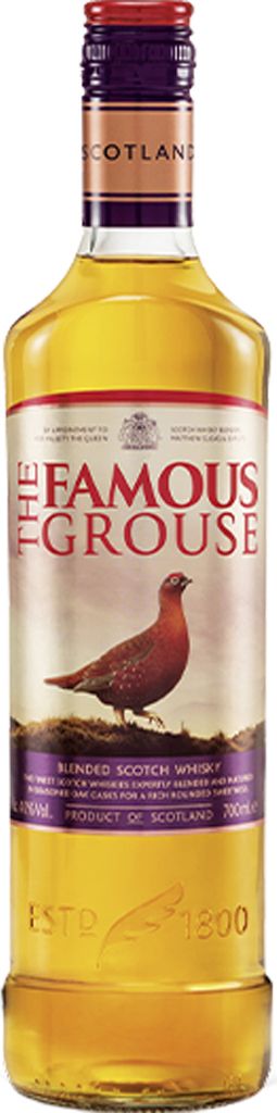A bottle of The Famous Grouse Scotch Blended Whisky.