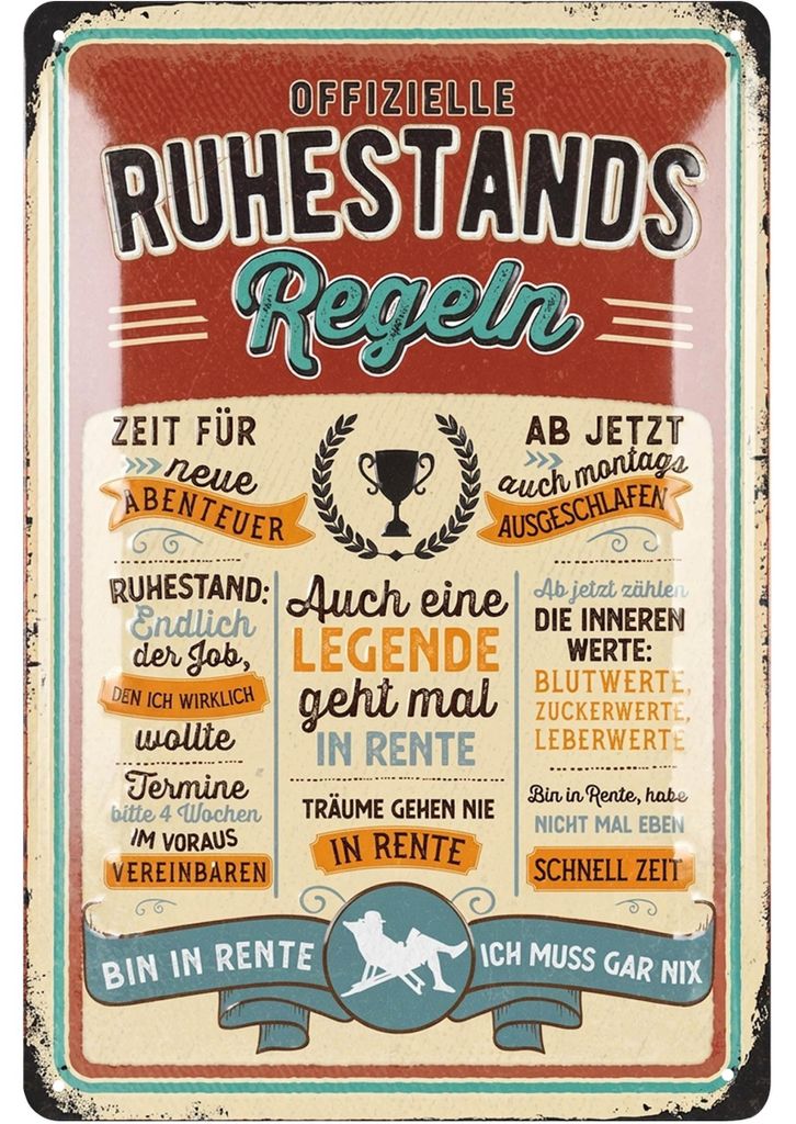 LANOLU Retro Blechschild Ruhestand Geschenk zum Produktbild 