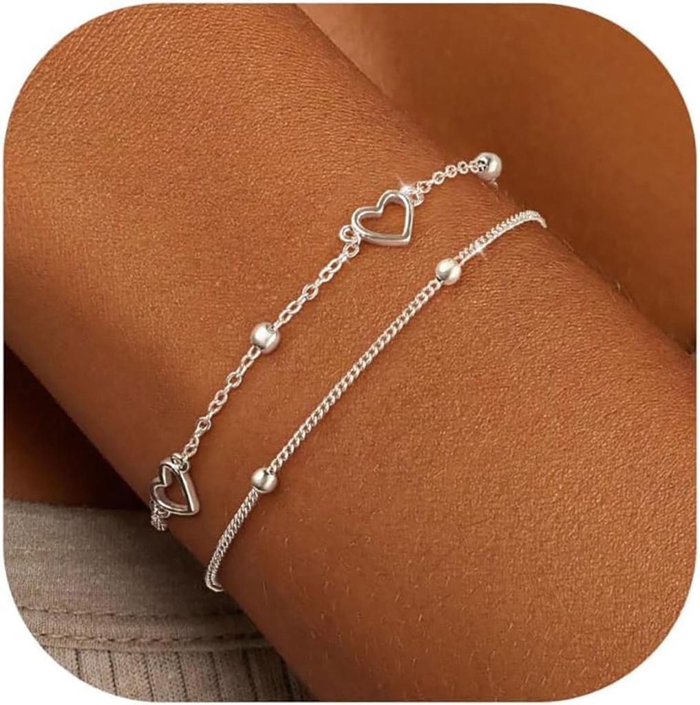 Armband Damen silberfarben mit Herz – filigraner Modeschmuck für Alltag & Geschenk, J0727