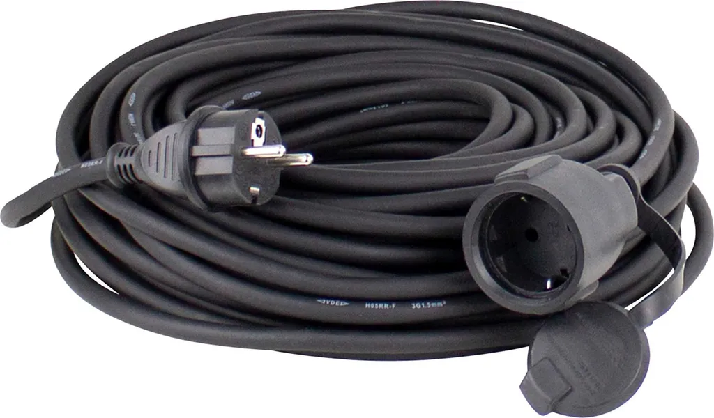 as-Schwabe 60315 Cavo Prolunga 15m H05RR-F 3G1.5 IP44 Nero per Esterni