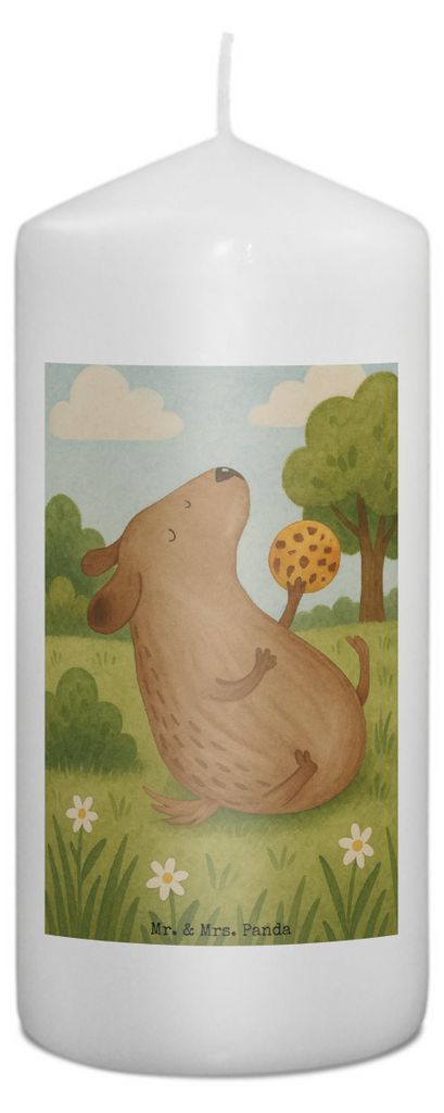 Mr. & Mrs. Panda Kerze Hund Keks Design 15 x 7 cm - Weiß - Geschenk, Blockkerze, Erinnerungslicht, Hundeleckerli, Leckerli, Hungrig, Wachskerze, S...