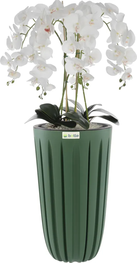 Orchidea Bianca a Cascata 100cm: Decorazione d'Interni Premium con Vaso