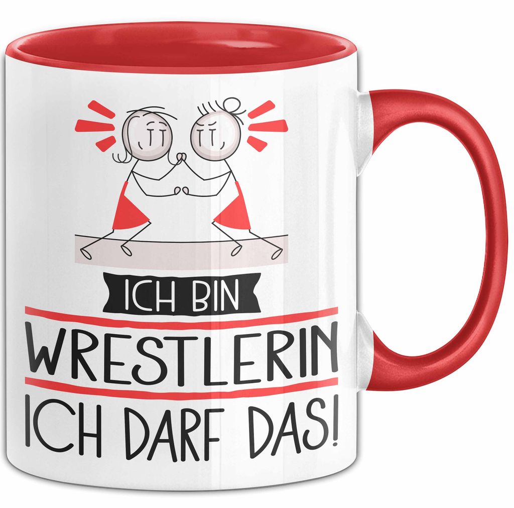 Geschenk für Wrestlerin Tasse Lustige Geschenkidee Geburtstag Ich Bin Wrestlerin Ich Darf Das (Rot)
